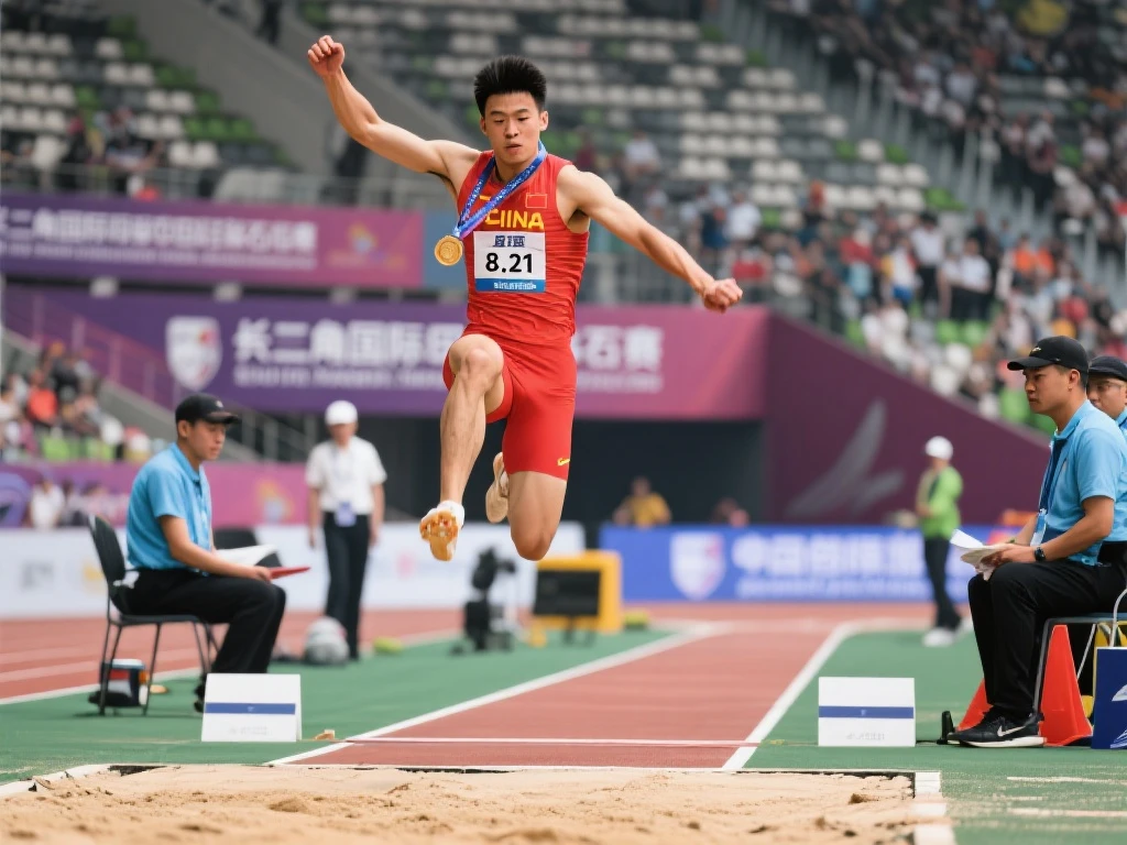 石雨豪长三角钻石赛惊艳一跳，8.21米勇夺男子跳远冠军